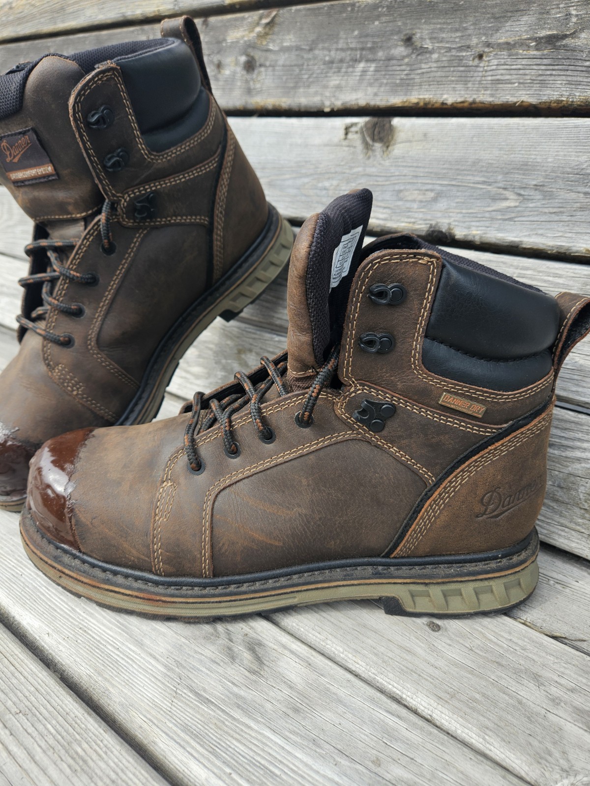 Danner steel yard 6″ ST boot 6 Mens 10.5 D Brown Tuff Toe Cover Lace Up 12531