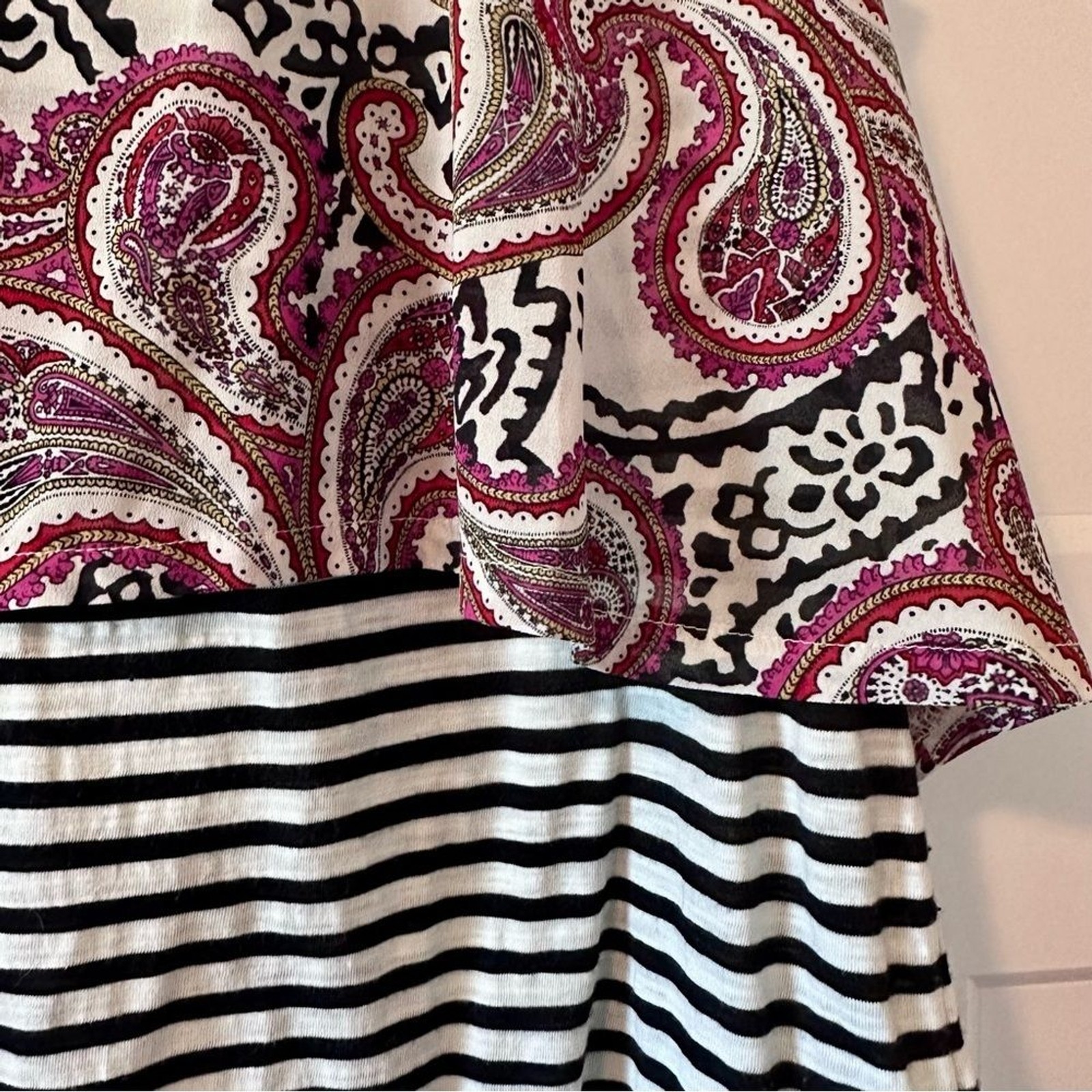 L Meadow Rue tank top with paisley and black and white stripes