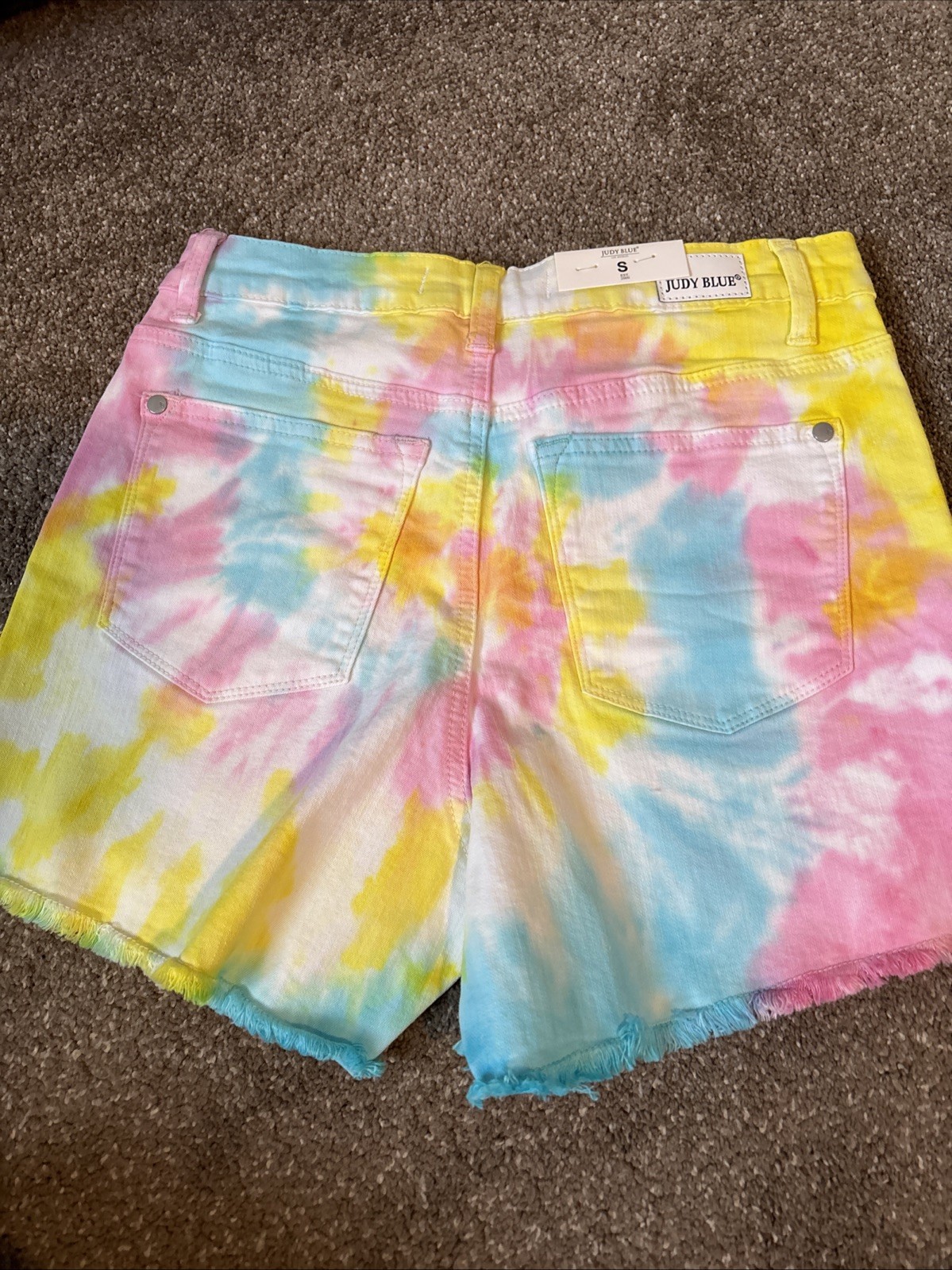 NWT Judy Blue Swirl Tie Dye Denim Shorts Women Small colorful High Waist