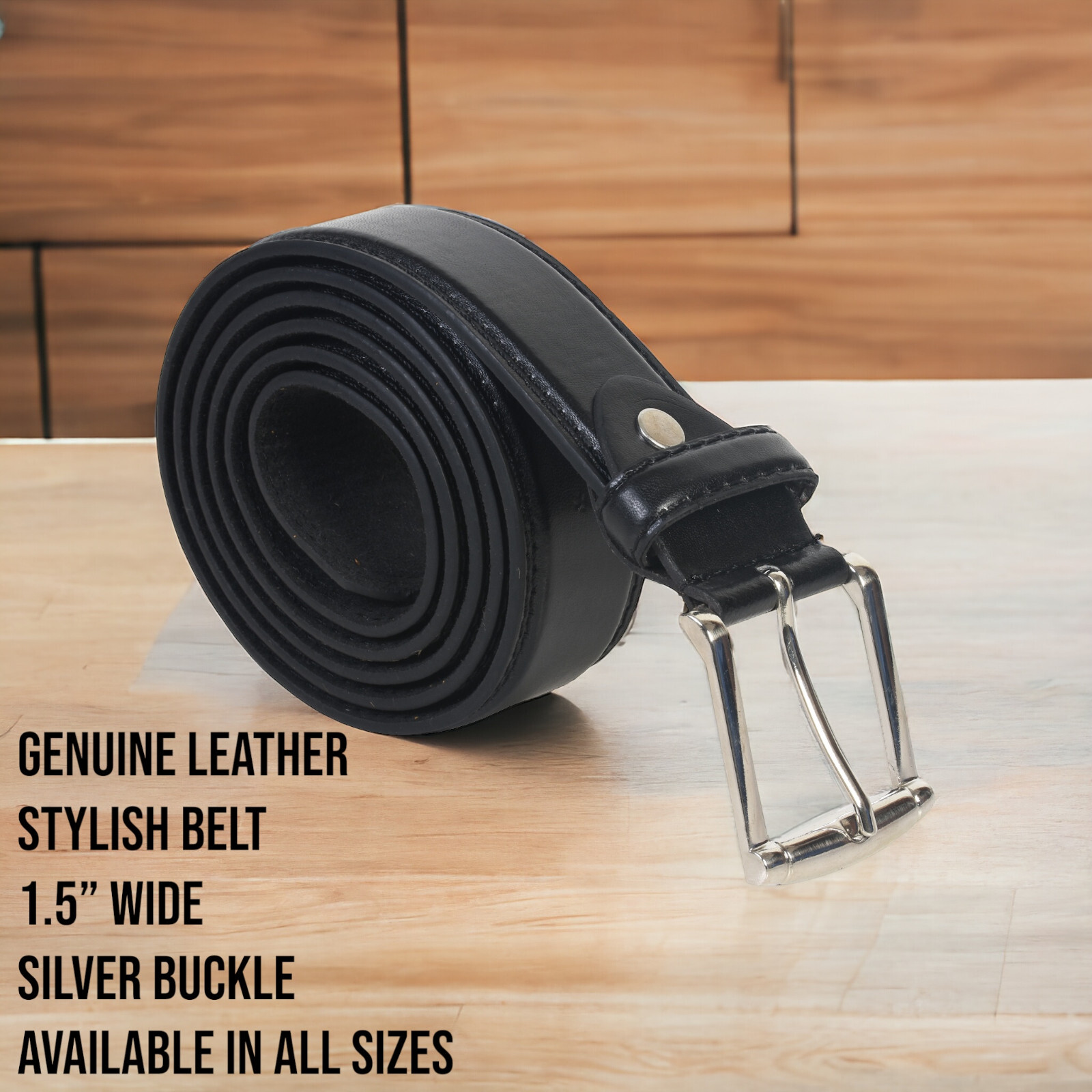 Leatherboss Genuine Leather Men Big and Tall Size 46″ – 64″ Jeans Belt, Black