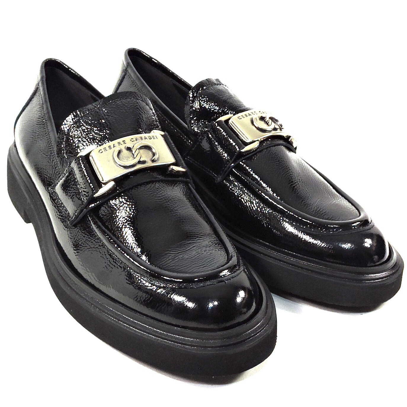 CASADEI 🇮🇹 WOMEN’S BLACK SOFT PATENT LEATHER COMFORT LOAFERS