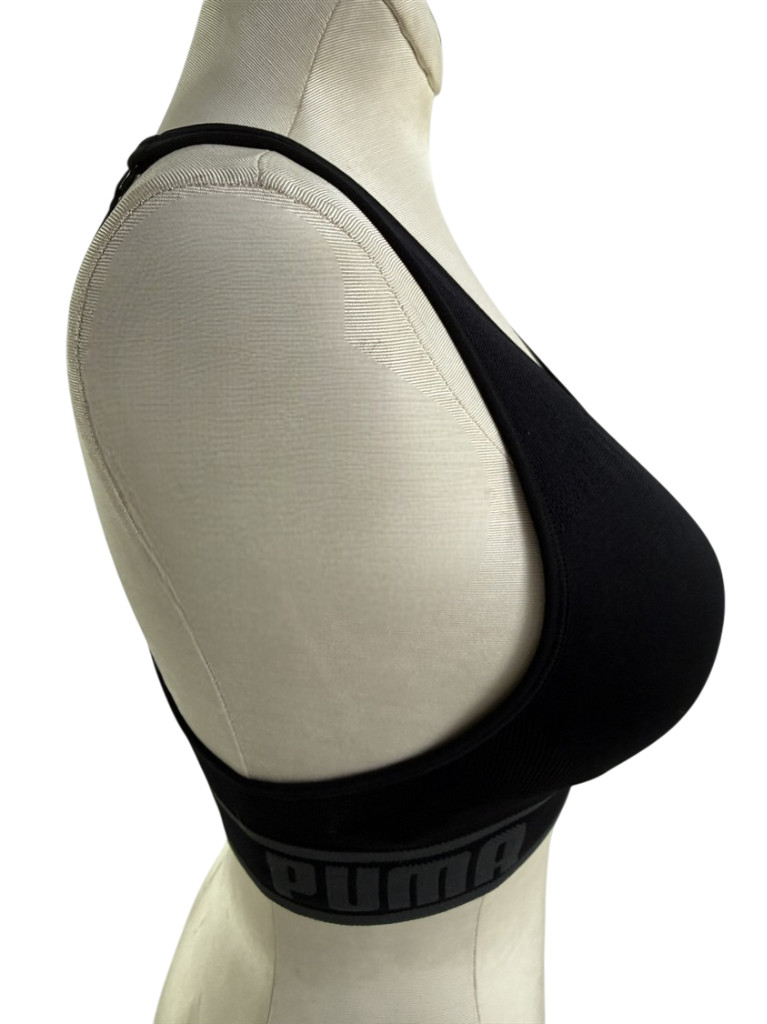 PUMA Sports Bra NEW Padded Seamless Black Women Large Removable Cup Drycell $28