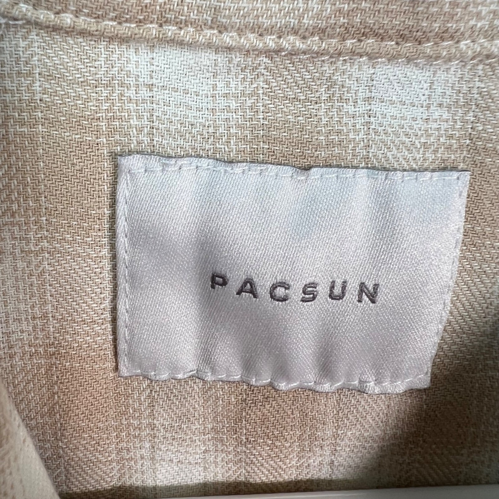 PacSun Beige & White Plaid Cotton Button-Up Shirt Mens Size XL