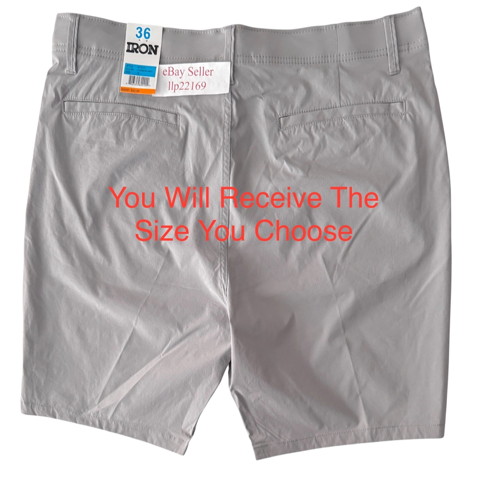 IRON CO Men’s Shorts Stretch Nylon Tech Fabric Flex Waist HARBOR MIST Size 30-38