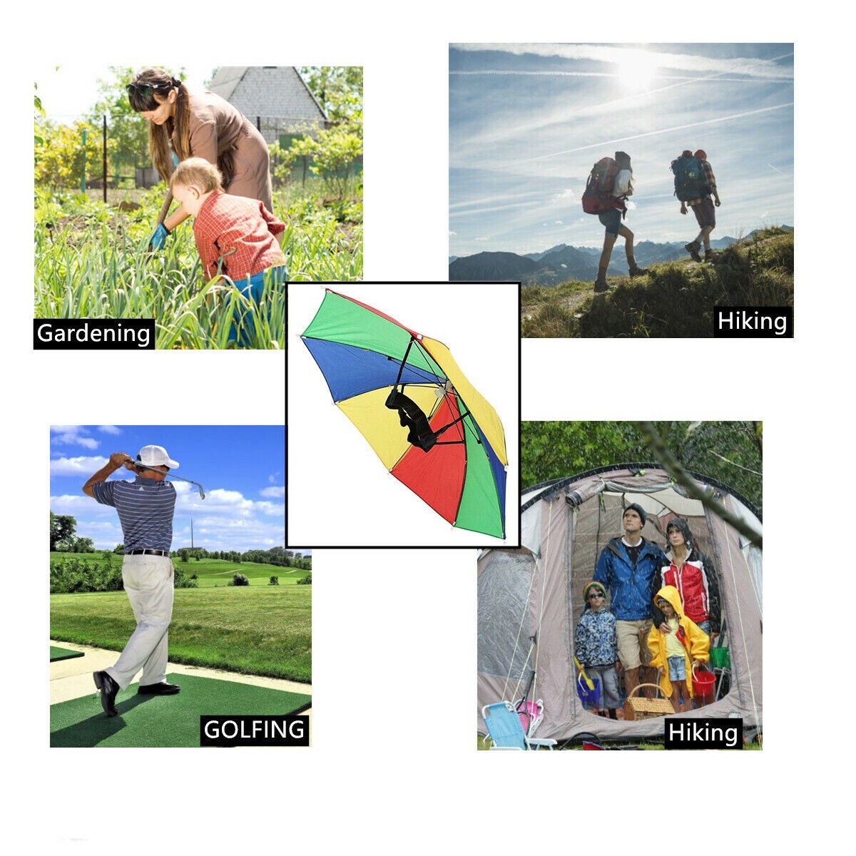 2x Outdoor Foldable Sun Umbrella Hat Golf Fishing Camping Headwear Cap Head Hat