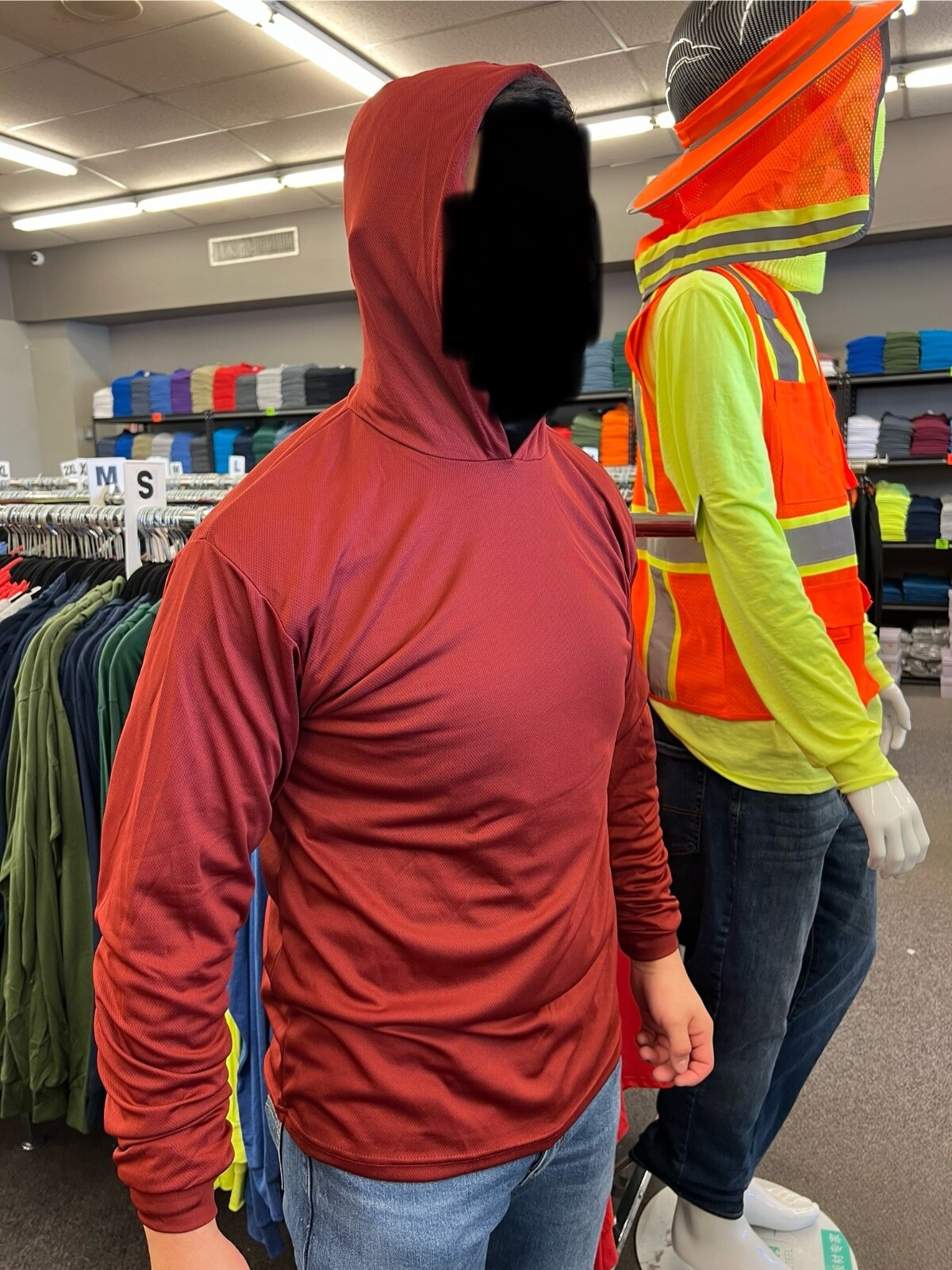 hoodie long sleeve t shirt 100% polyester for UV protection great for work