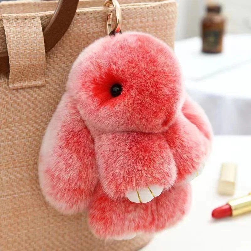 Cute Charm Key Chain Bag pendant Plush Bunny Toy Rabbit Fur Doll Gifts Keychain