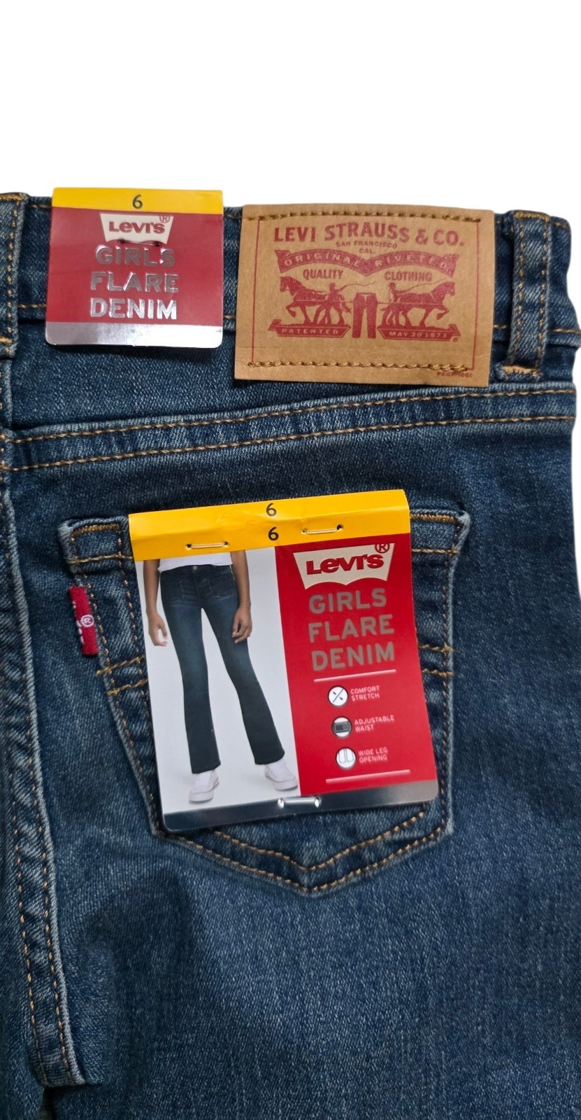 Levi’s Girls Flare Denim,Regular Rise Flare Jeans Size 6