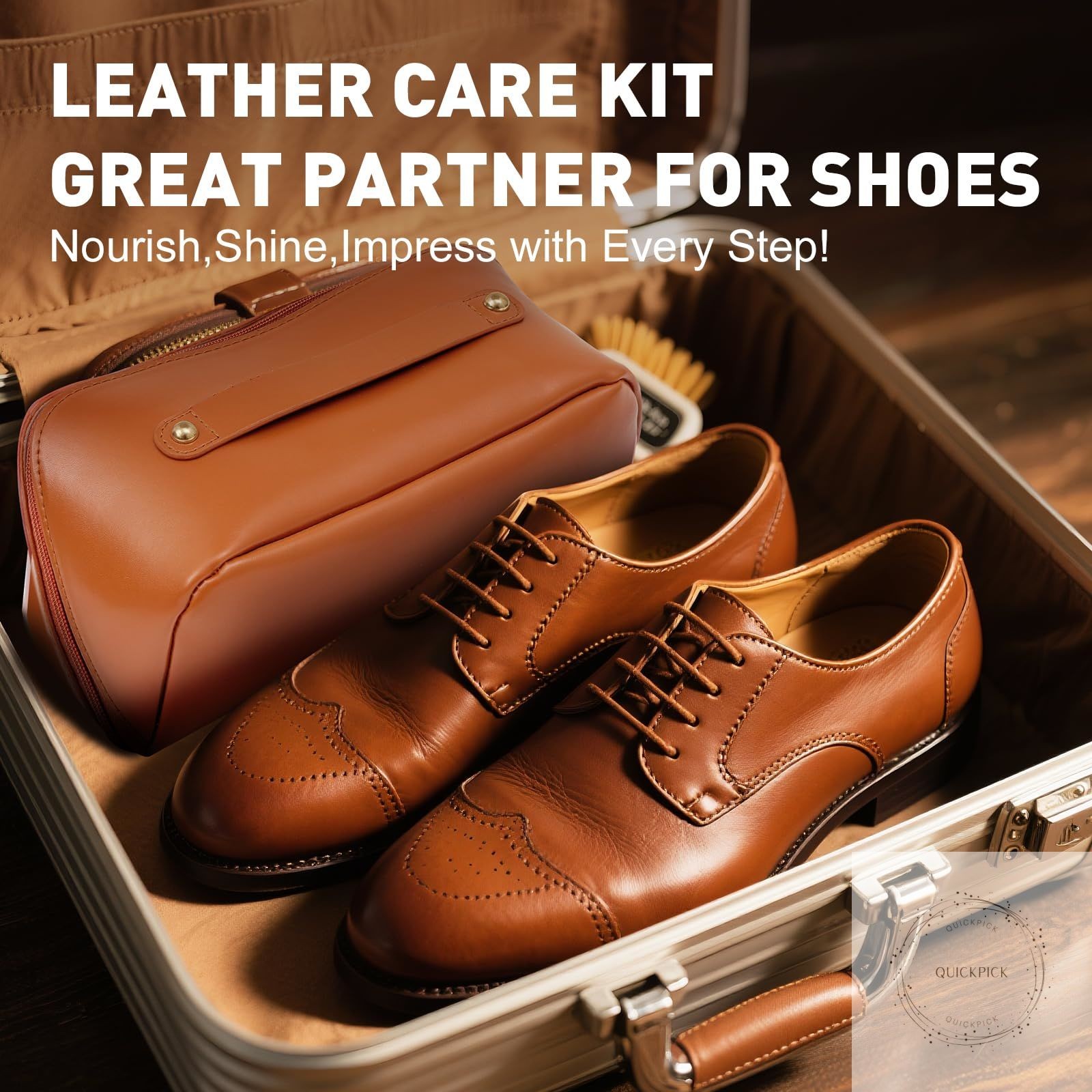16PCS Leather Shoe Polish Kit,Shoe Shine Kit with Black/Brown Shoe Polish,Shoe