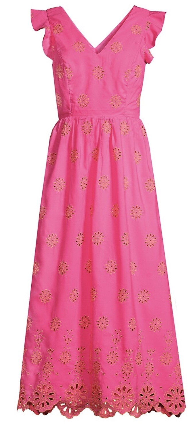 NWT $278 Lilly Pulitzer Lillyanne Midi Dress 6,10,14 Days Bloom Eyelet Aura Pink