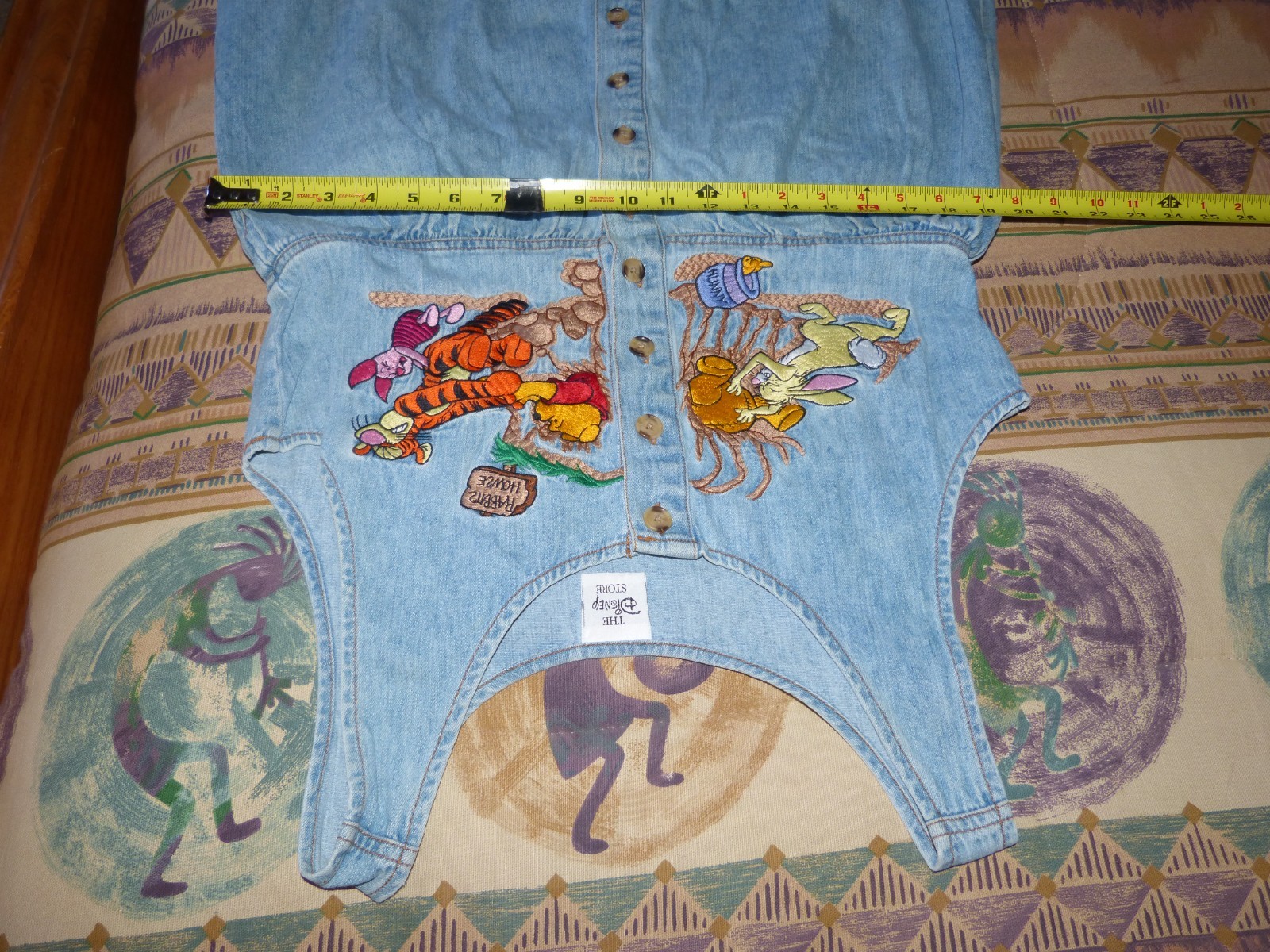 Vintage Disney Winnie The Pooh,Tigger,Rabbit Denim MIDI Dress embroidered Large