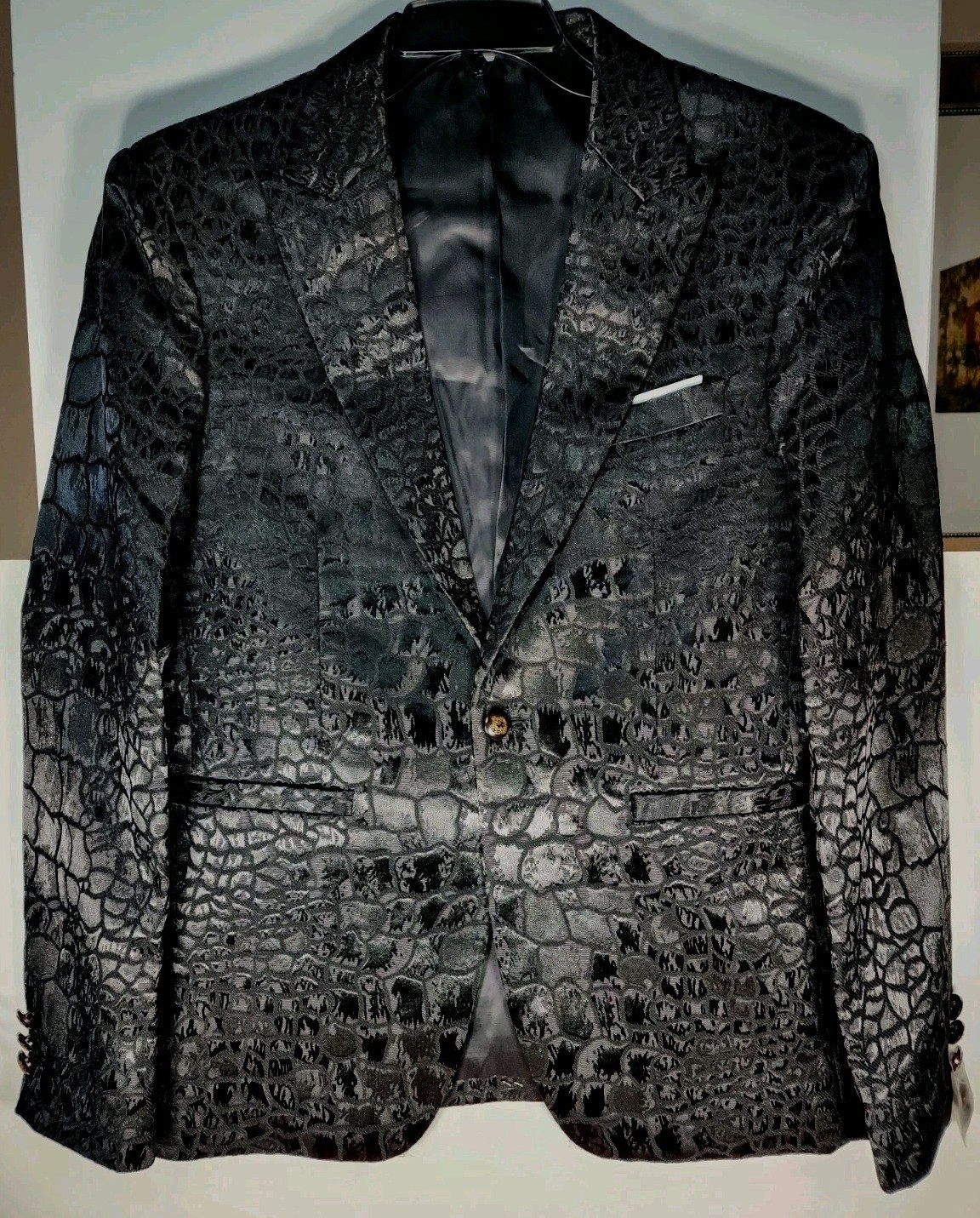 Wyston Duke Blackthorn Jacquard Crocodile Blazer Jacket Size 40R