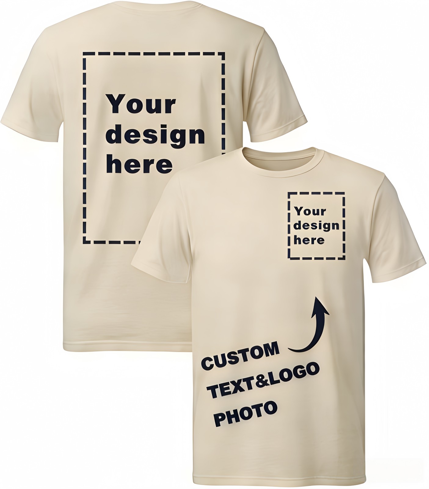 Custom T-Shirts: Print Your Photo/Logo Front & Back, Unisex Personalized Tee