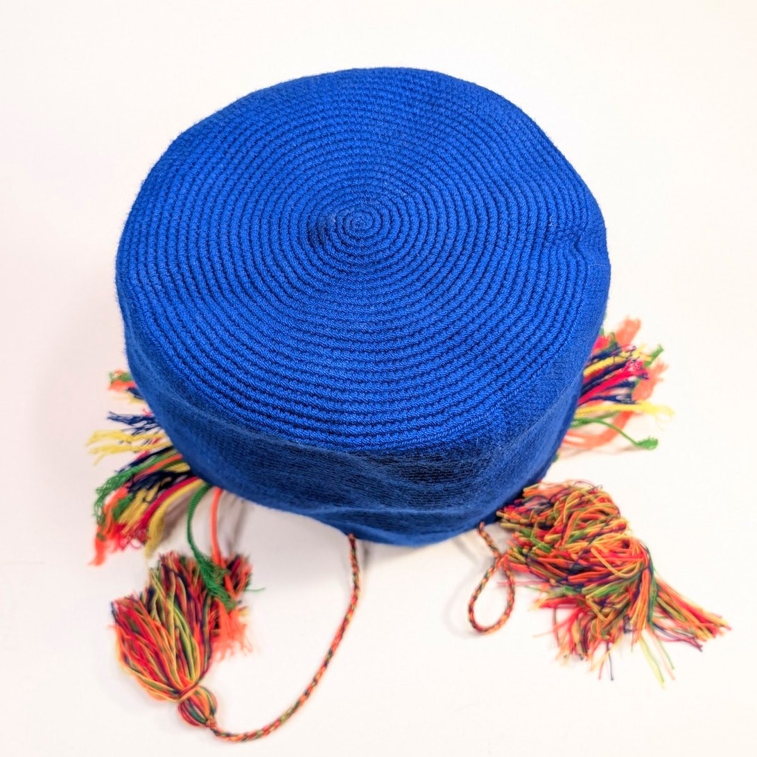 NWT Colombian Large Handmade Wayuu Mochila Bag Vibrant Blue