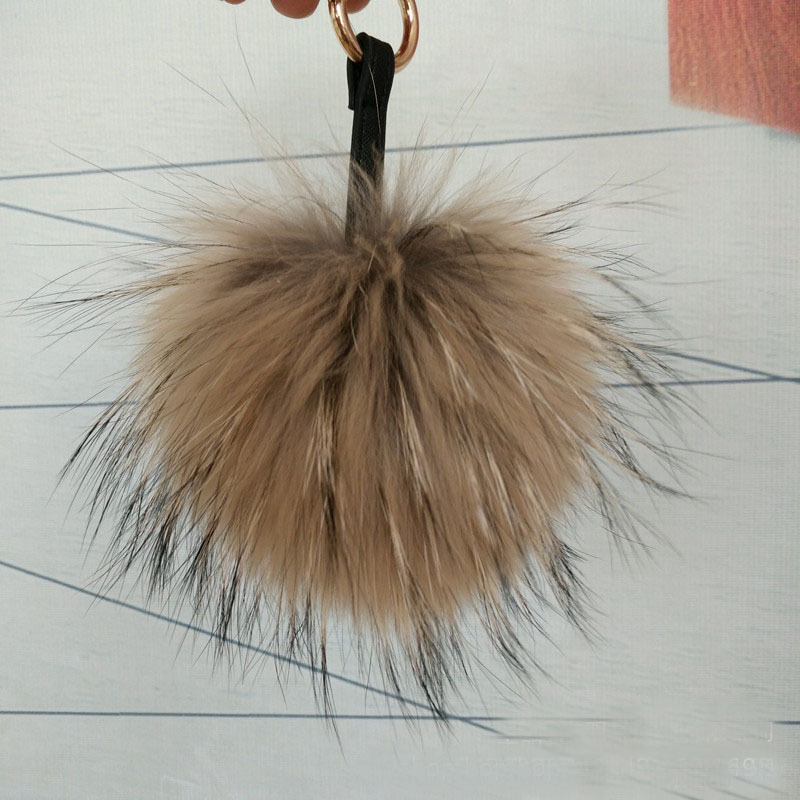 1PCS Real Raccoon Fur Pom Pom Ball for Mobile Strap Bag