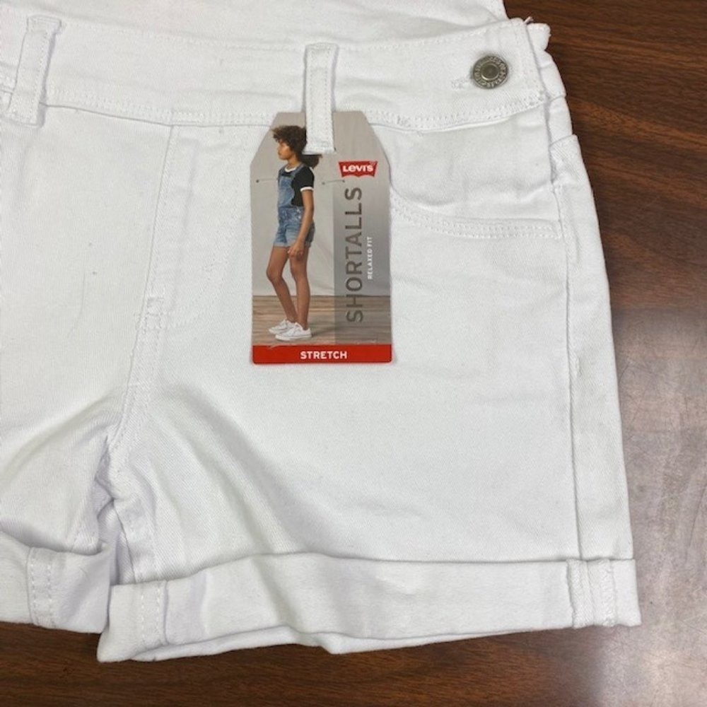 NWT Girl’s Levi’s White Relaxed Fit Stretch Shortalls, size 10 Reg