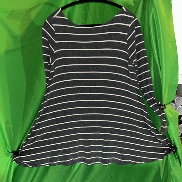 Altard State Gray White Stripe Open Back Swing Top Small USA