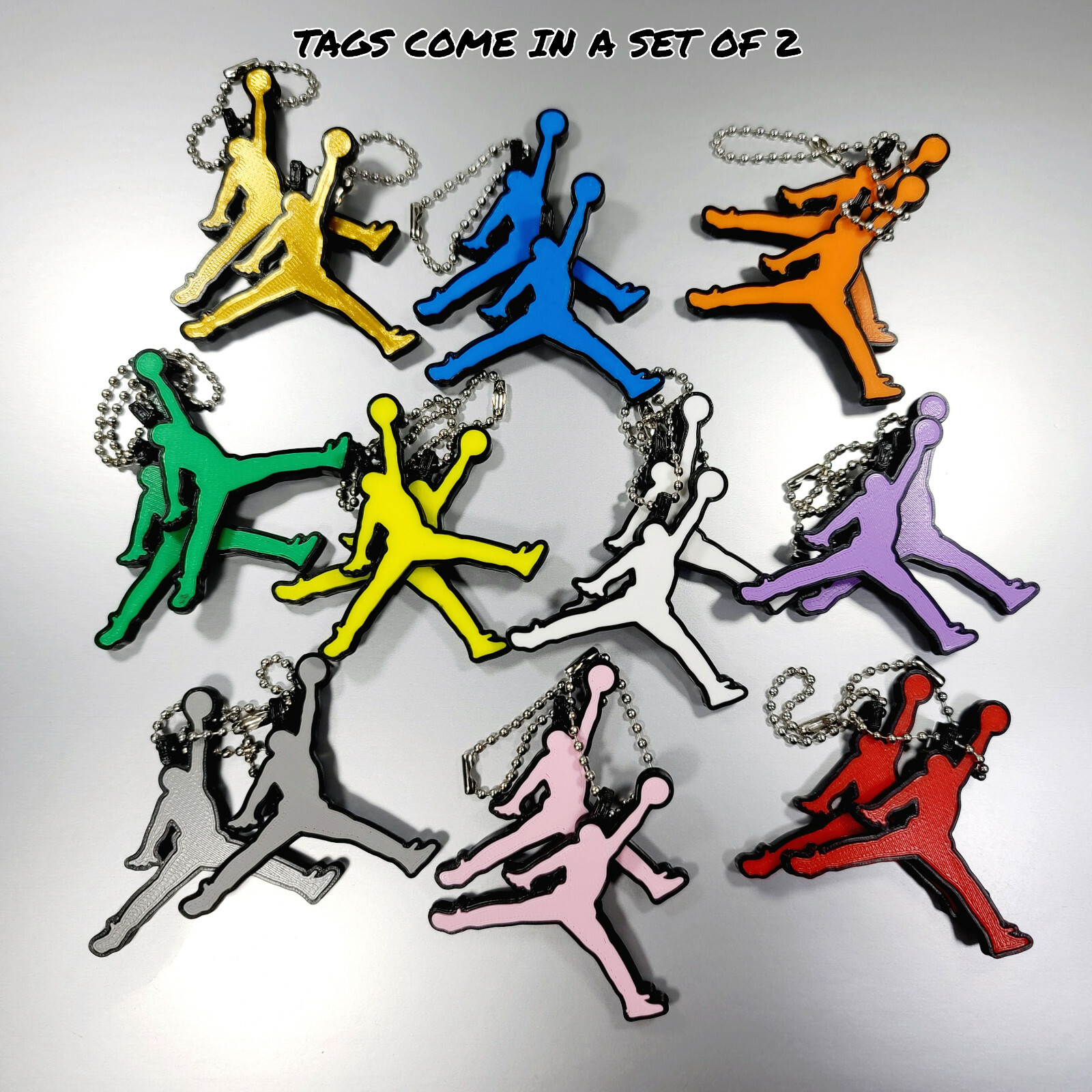 Custom 3D Printed Air Jordan Style HangTag Shoe Tag Key Chain Multi Colors