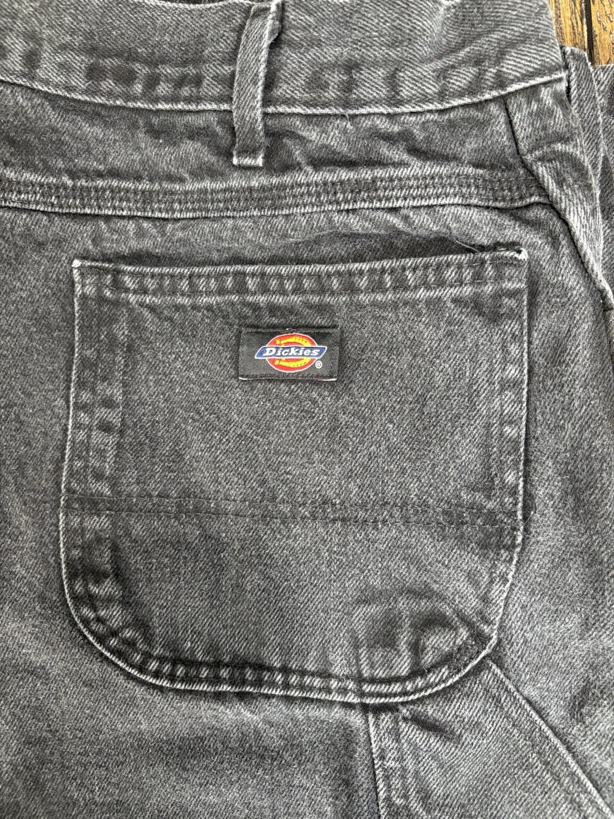 Dickies Men’s black Denim Jeans Dark Wash Relaxed Fit Straight heavy Sz 44×32