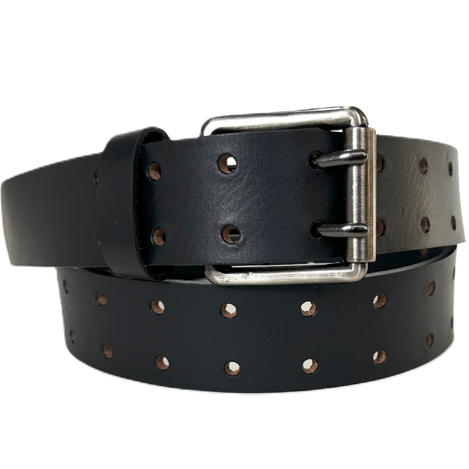 Men’s 2 Hole Double Prong FULL GRAIN Thick Leather Heavy Duty Belt 1.5″ width