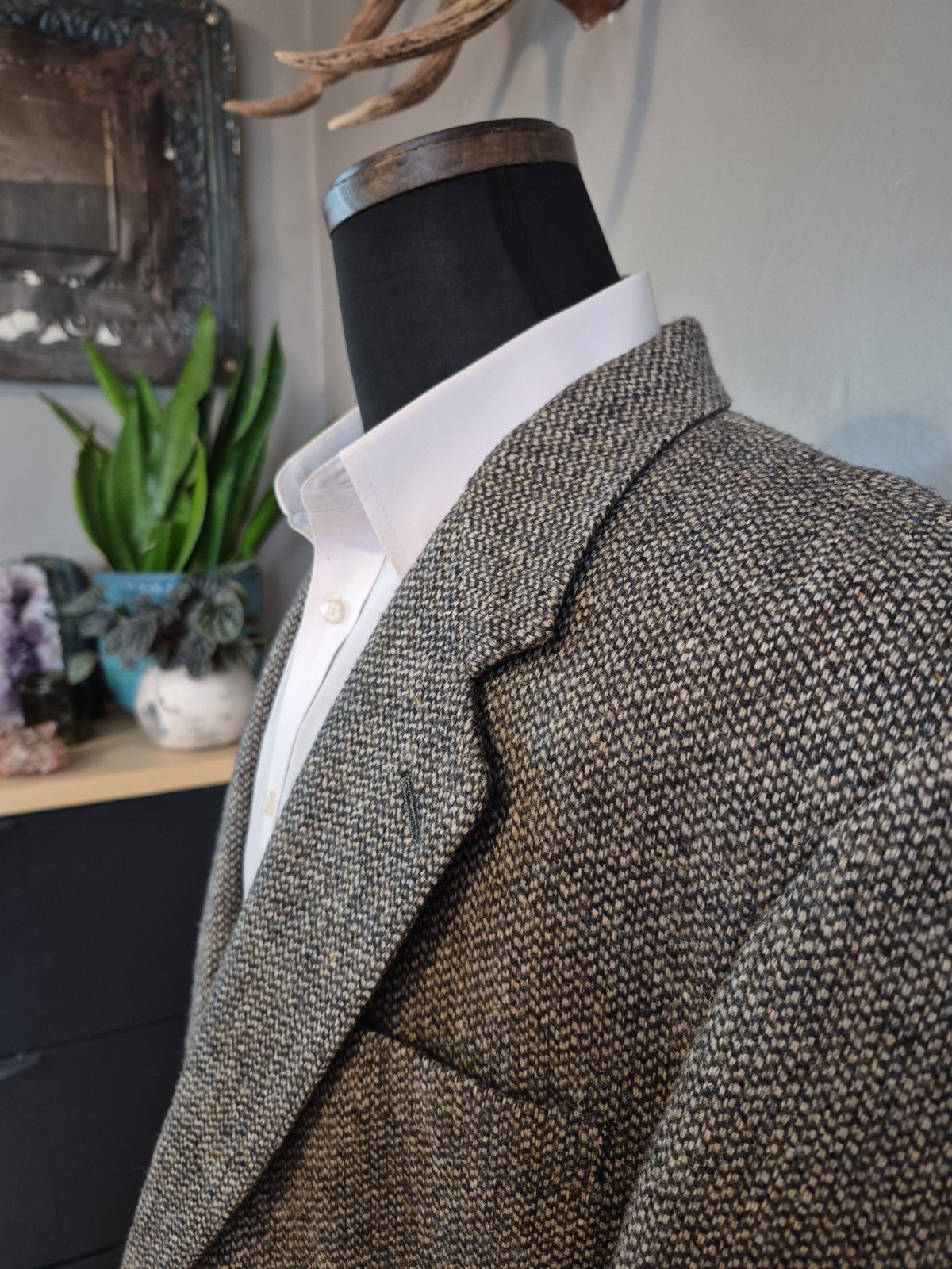 🇺🇸 Vtg Executive Collection Mens Sports Coat 43R Gray 2 Button Tweed
