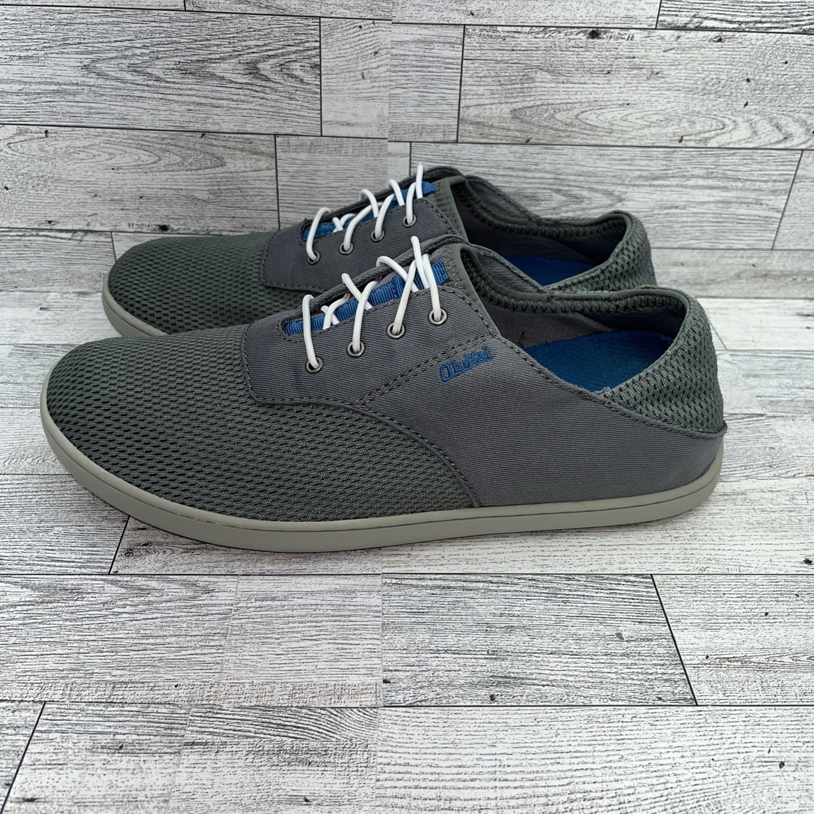 Olukai Nohea Moku Gray Sneaker Shoes Men Size 8