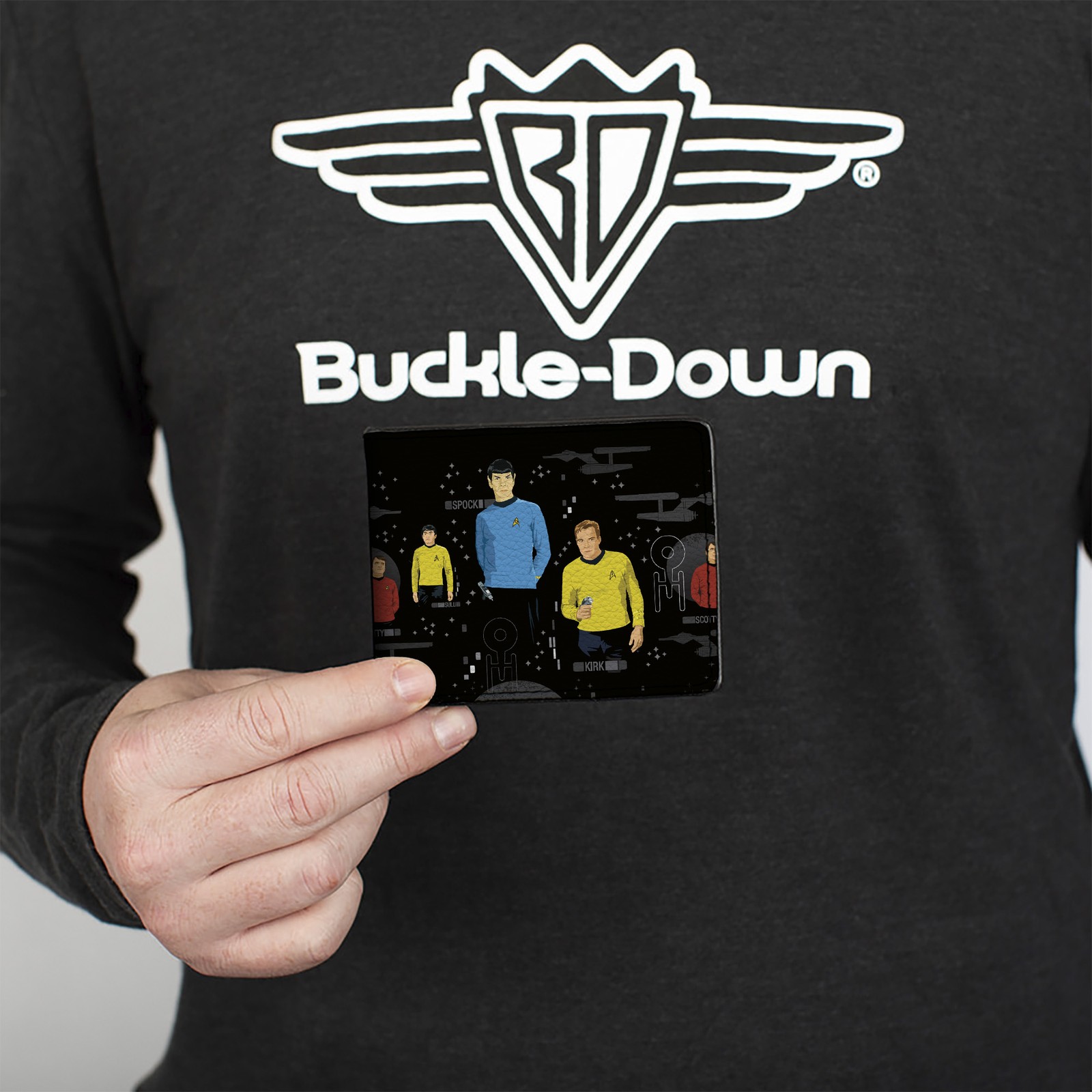 Bi-Fold Wallet The Original Star Trek Crew Poses and Icons Black/Multi Color