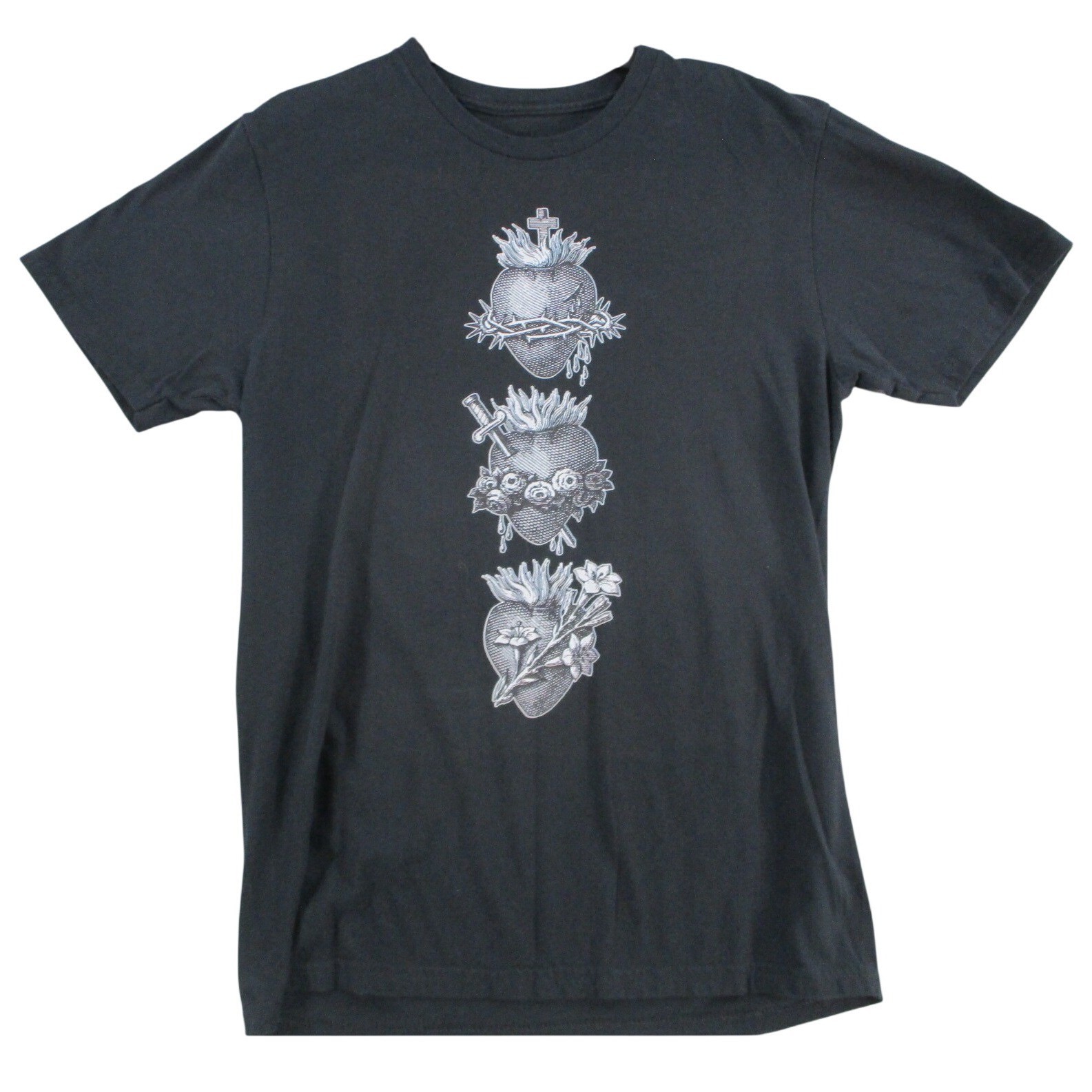 Gildan Mens Sacred Heart Graphic T-Shirt Black Cotton Religious Gothic Small
