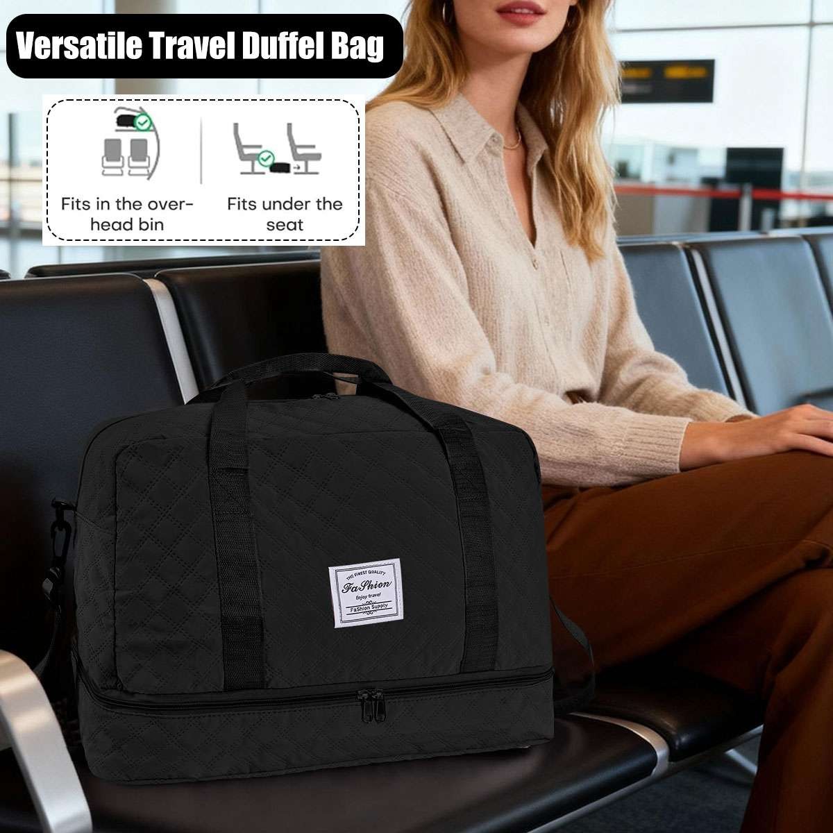 Travel Tote Bag for Women, Weekender Carry-on Tote, Large Duffel Bag Gym Bag US
