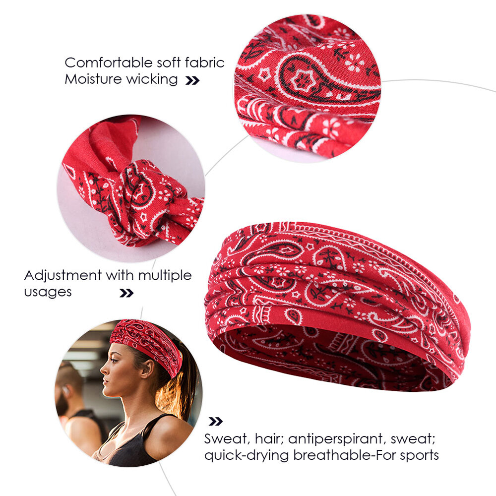 Women/Men Yoga Sports Wide Headband Elastic Boho Hair Band Head Wrap Wristband