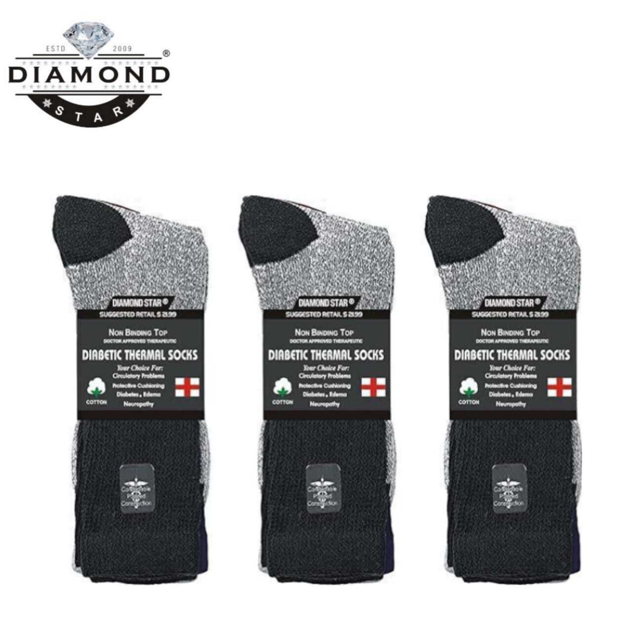 3-12 Pairs Men’s Thermal Diabetic Socks Thick Warm Winter Non-Binding Crew Socks