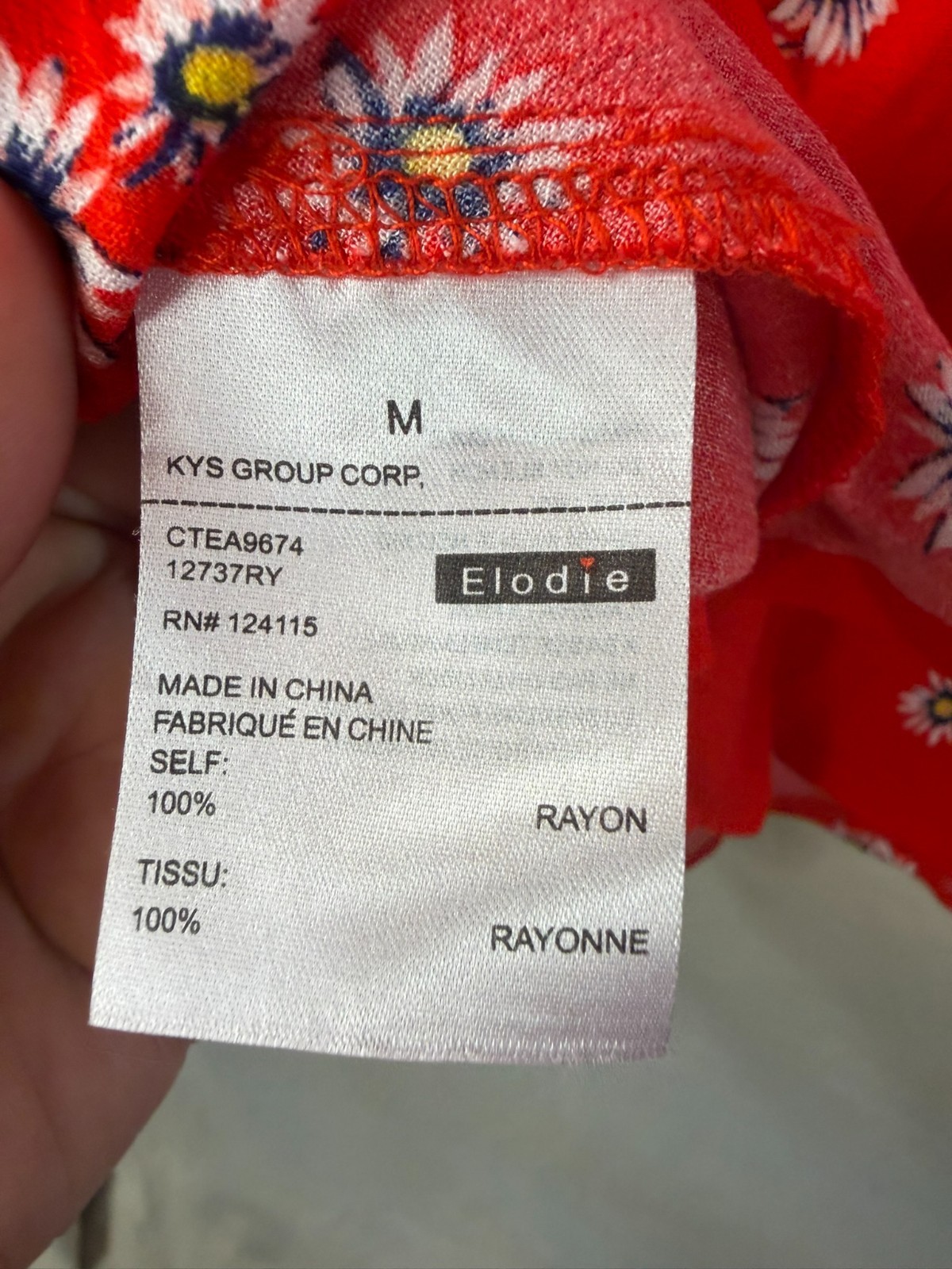 Elodie Nordstrom Red Daisy Floral Wrap Top Blouse Short Flutter Sleeve Size Med