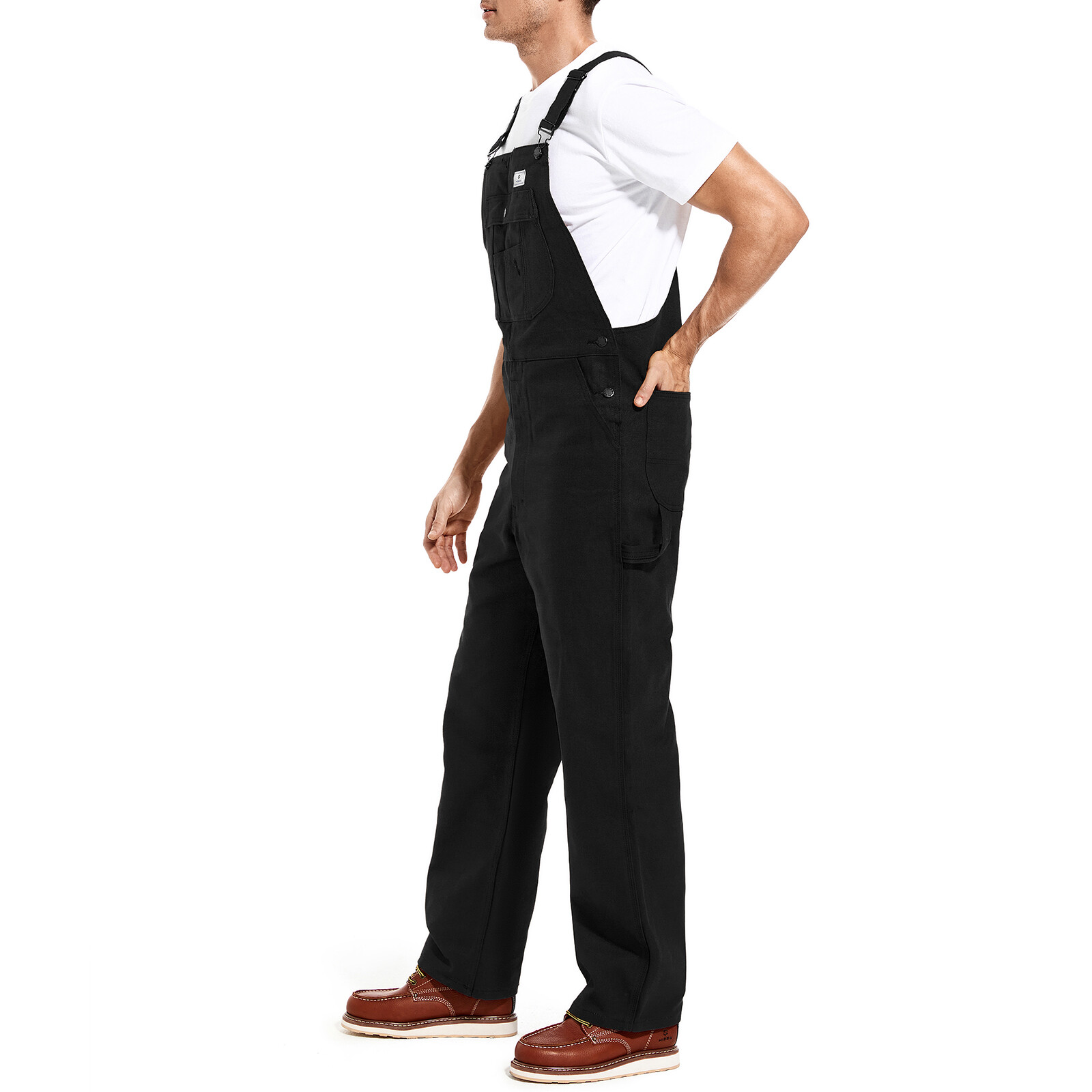 HISEA Men Heavy Duty Bib Overalls Relaxed Fit Dungarees Workwear Pants Jumpsuit