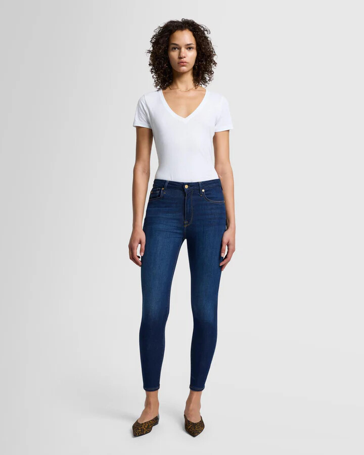 7 FOR ALL MANKIND WOMENS SLIM ILLUSION LUXE HIGH-RISE ANKLE SKINNY JEANS STRETCH