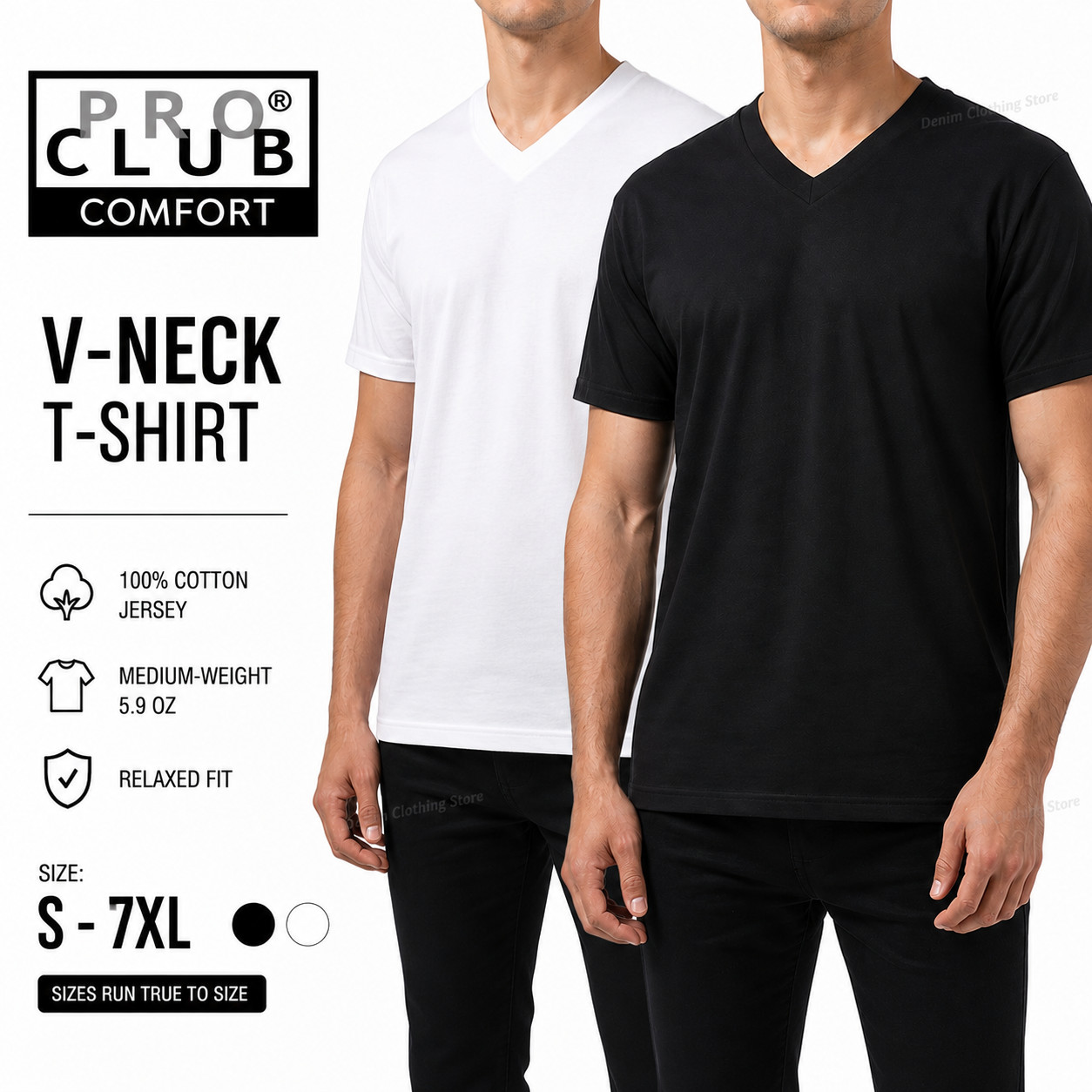 PRO CLUB V NECK T SHIRTS PLAIN MENS COMFORT SHIRT SHORT SLEEVE BIG AND TALL