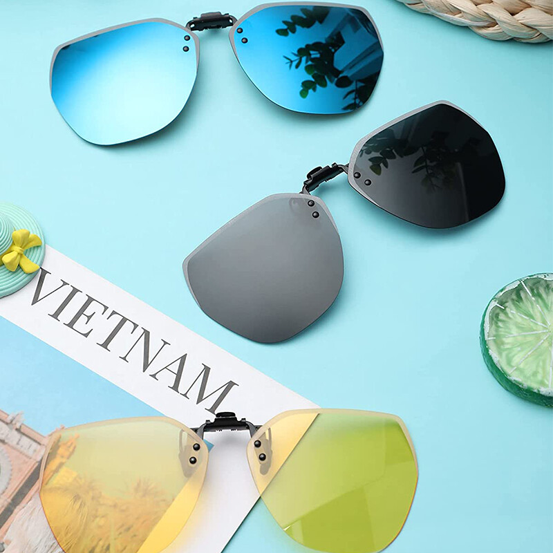 Polarized Clip-on Sunglasses Lightweight Rimless Flip Up Metal Lens for Glasses
