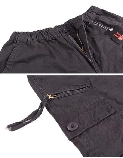 New Mens Cargo Combat Work Trousers Pockets Cotton Loose Machine Washable Pants