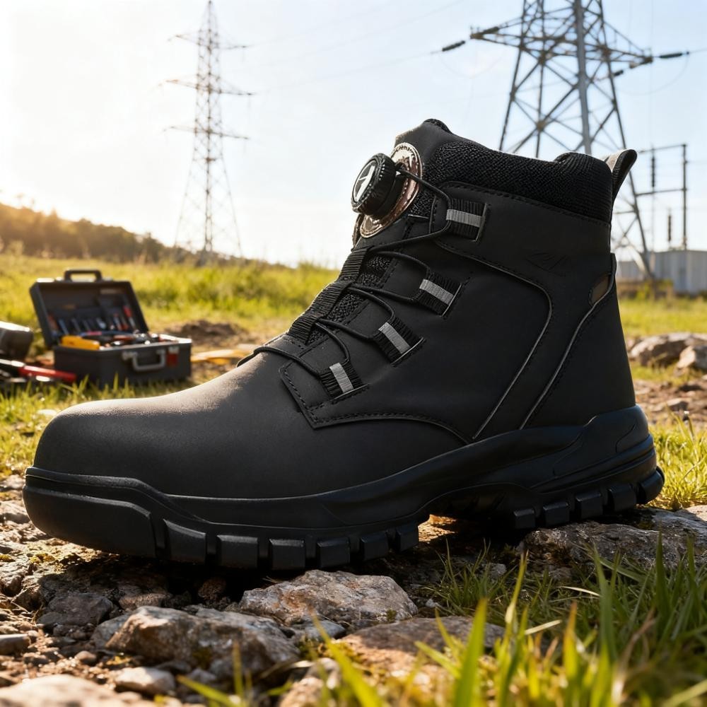 Waterproof Safety Boots Men Rotary Buckle Indestructible Steel Toe Work Boots