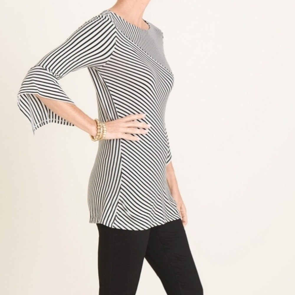 Chico’s Black and White Striped Tunic