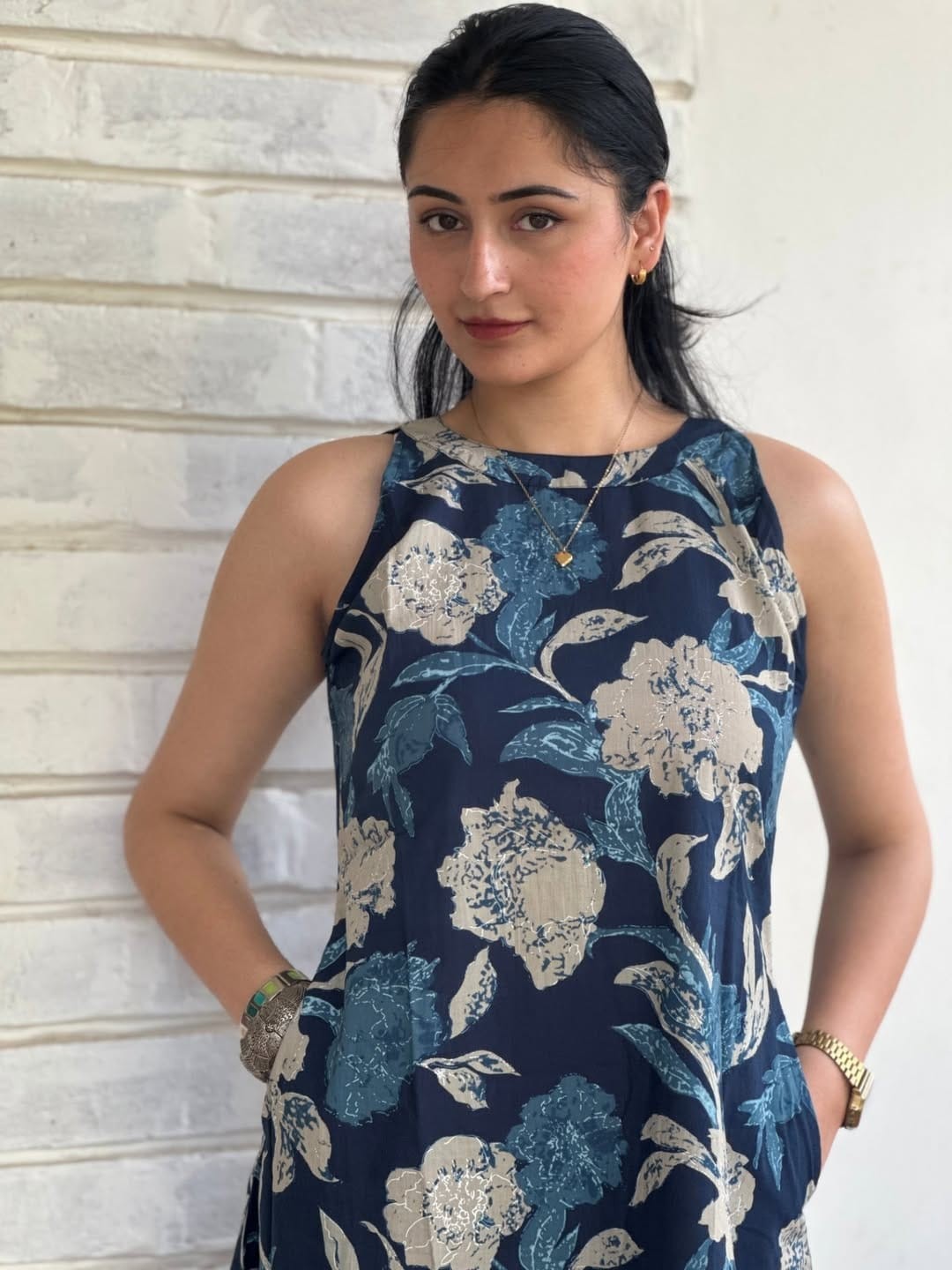 Blue Pure Cotton Tunic Kurti Palazzo Set Women’s Designer Ethnic Kurti Cord Set