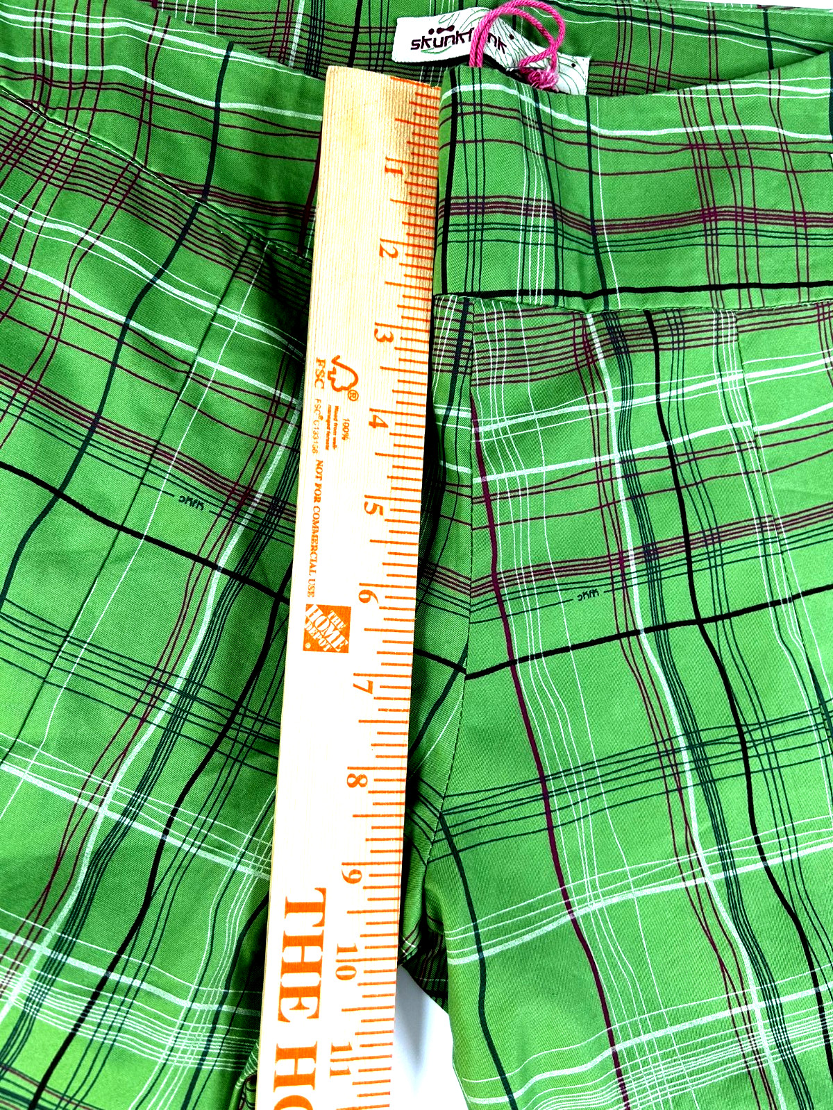 Skunk Funk Elisenda Womens Green Bermuda Plaid Knicker Pants Size 5 NWT Side Zip