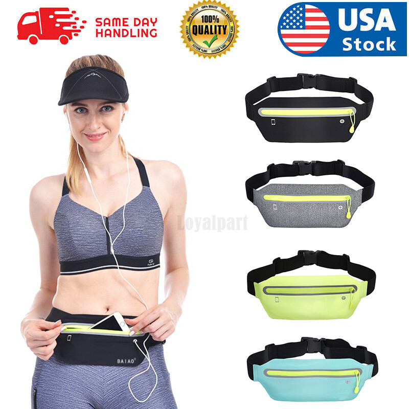 Reflective Running Belt Fanny Pack Waist Pouch Outdoor Camping Hiking Zip Bag