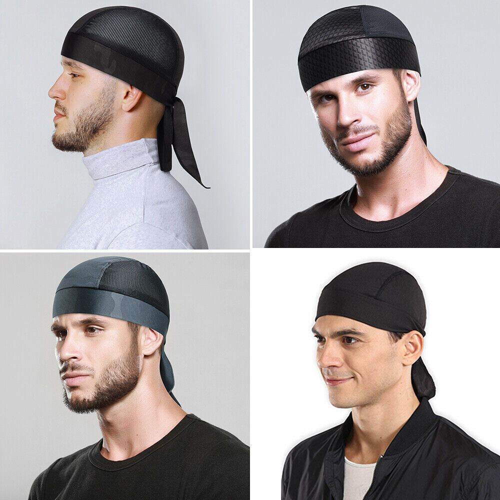 Durag Skull Cap Head Wrap Biker Motorcycle Du Do Black Bandana Paisley Doo Rag