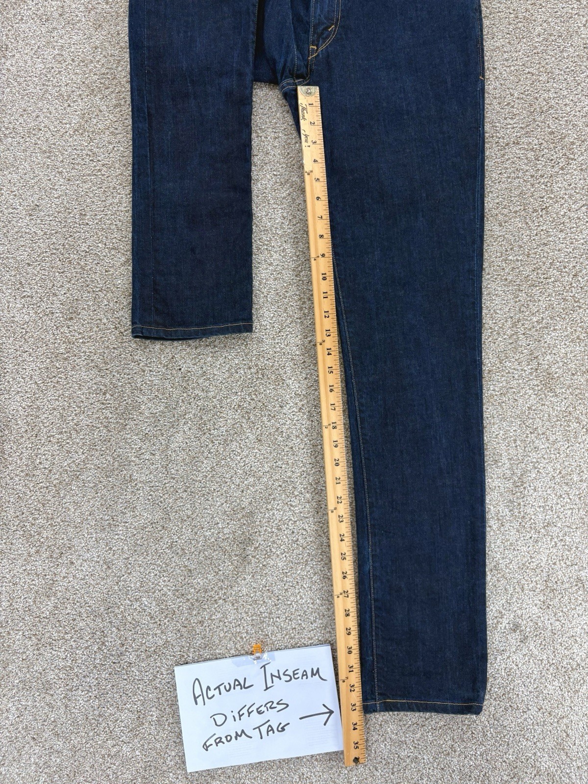VTG Levis Super Skinny Jeans Mens 32×32 Blue Dark Wash Stretch Leather Patch Y2K