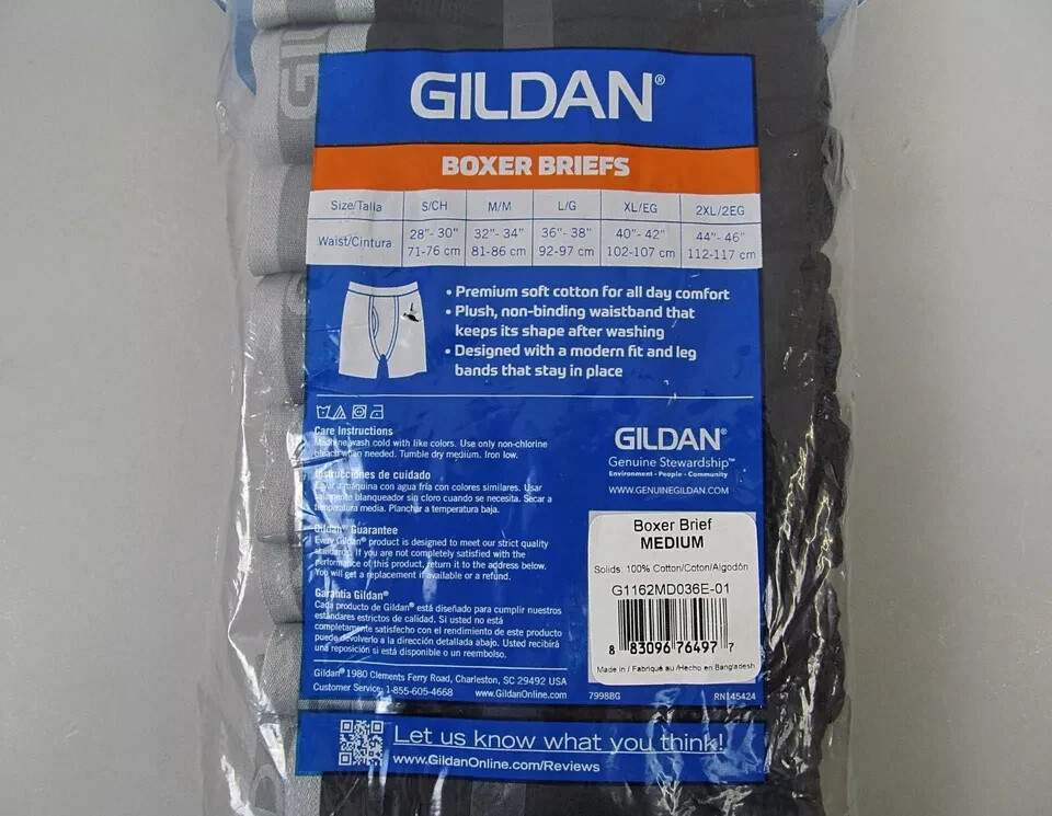 Gildan Boxer Briefs Mens (5 Pack) Classic Length Tag Free New (Assorted Colors)