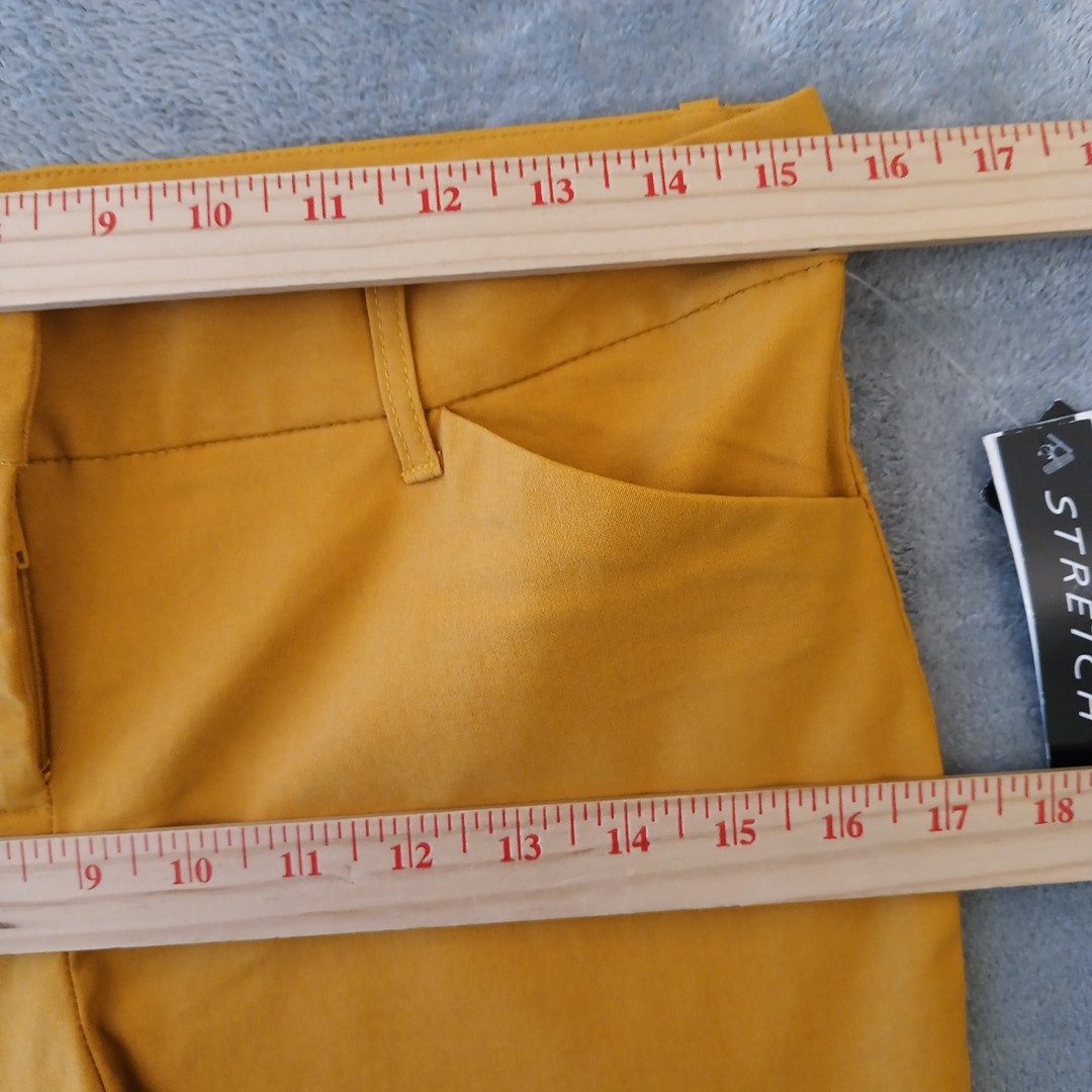 A. Buyer Ankle Pants Womens Size 9 Yellow Skinny Stretch Pockets 30×28 New