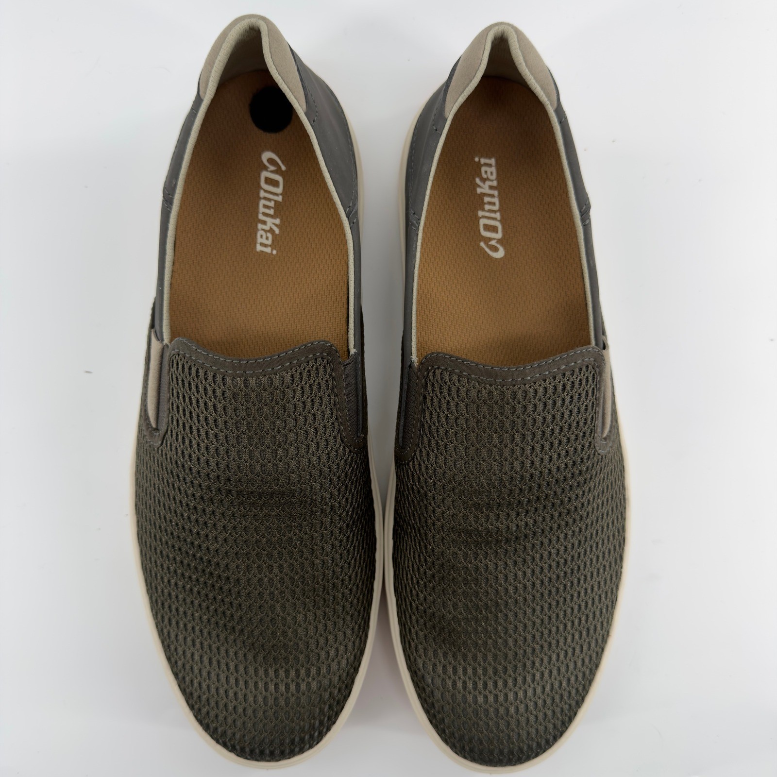 OluKai Lae’ahi Mens 11.5 Slip On Sneakers Dark Wood Mustang Mesh Shoes