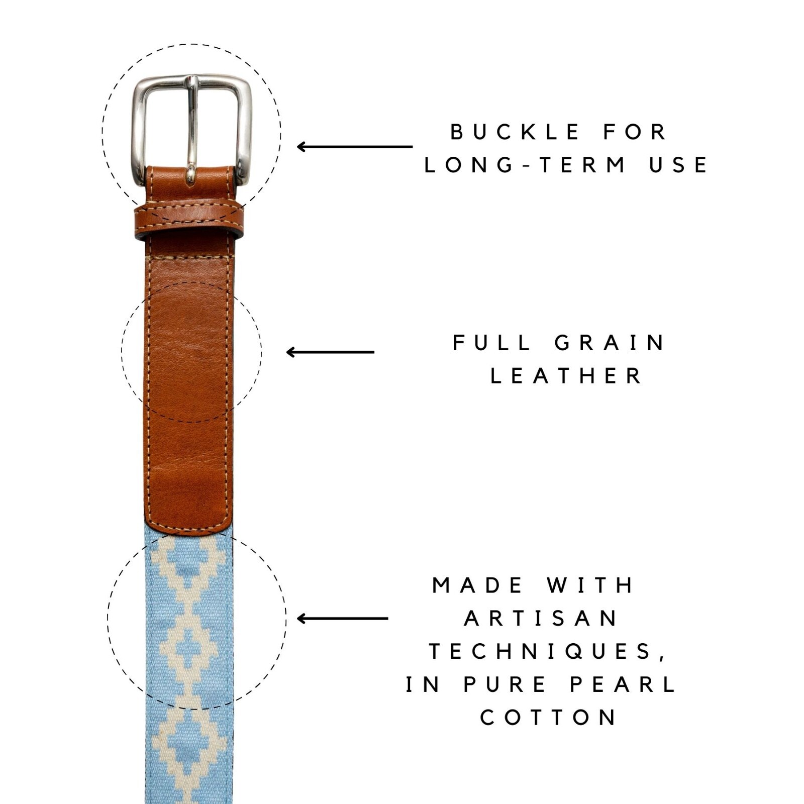 Woven Polo Belt Hand Made Lightweight Vegetable-Tanned Leather Polo Belt Unisex