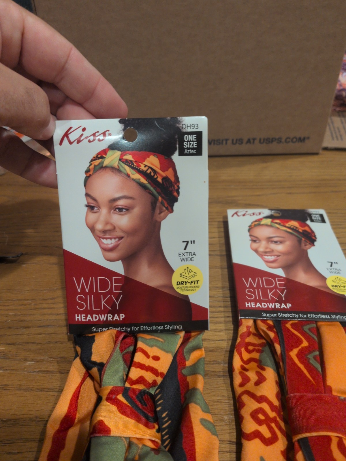 7 “ Extra Wide Dry-Fit Headwrap Aztec Wide Silky Headwrap By Kiss Lot Of 2 DH93