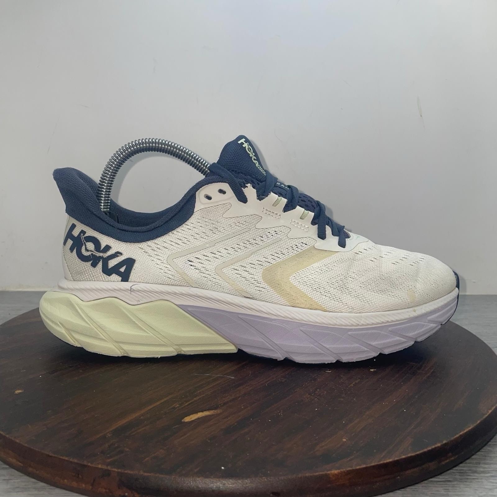 Hoka One One Arahi 5 Womens 8.5 B White Purple Athletic Running Shoes Sneakers